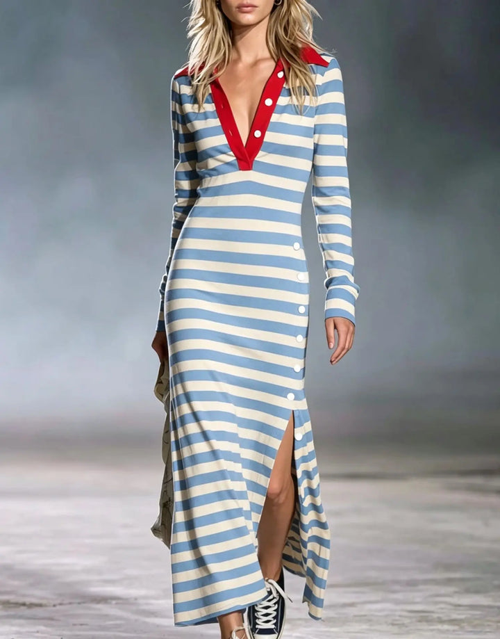 Imogen V Neck Stripe Dress