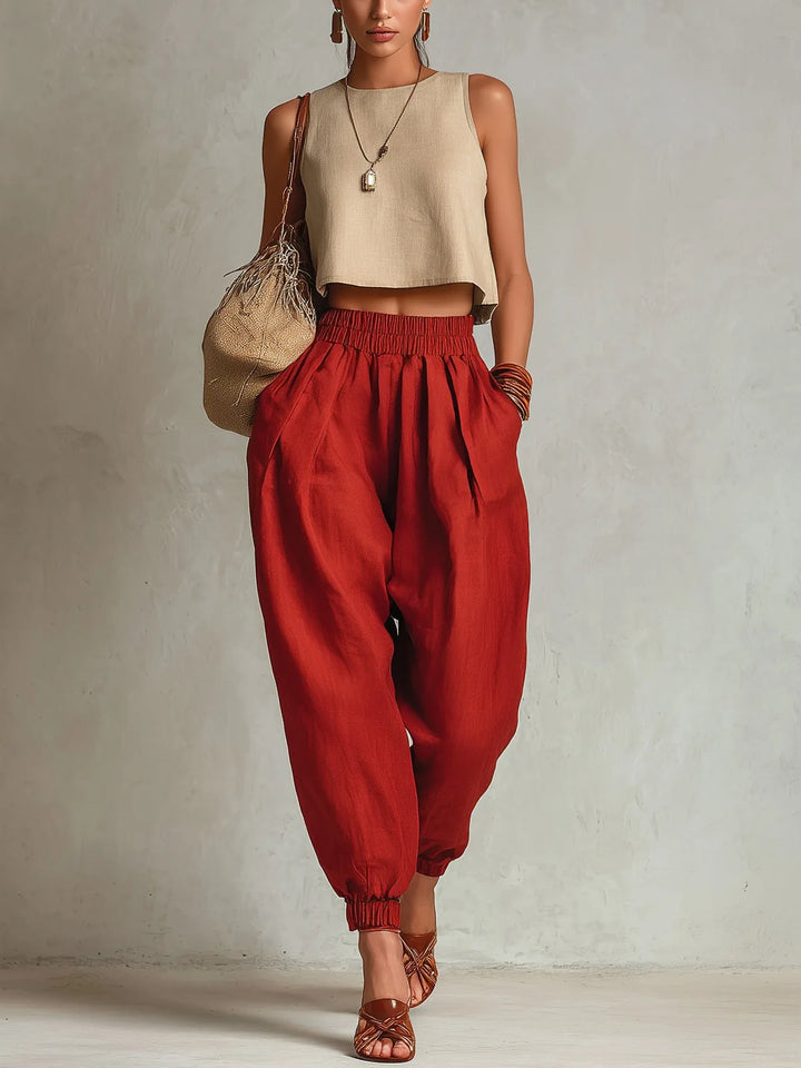 Ashley Elastic Waist Harem Trousers