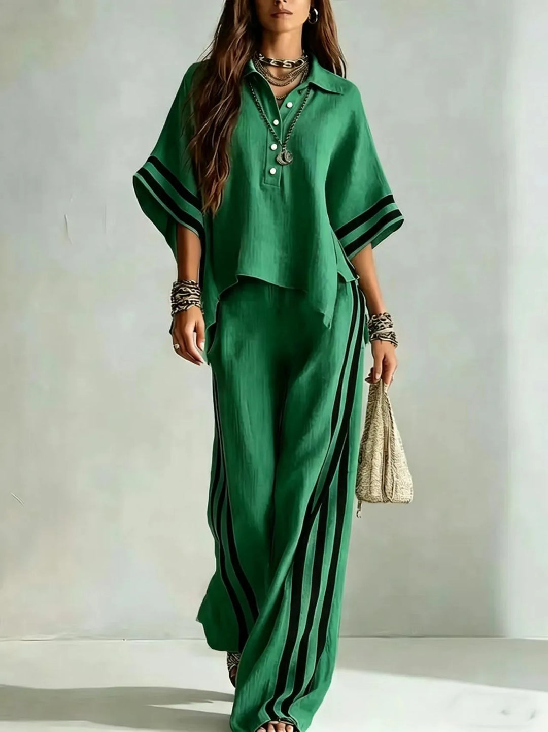 Marlena Striped Wide Leg Pant Set