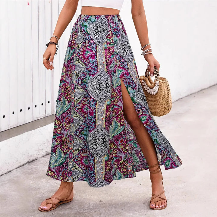 Celia Bohemian Floral Maxi Skirt