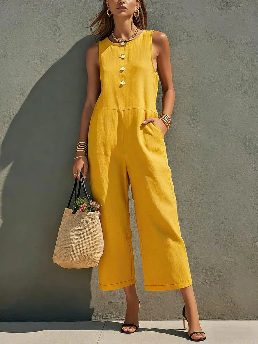 Jacqueline Wide Leg Linen Jumpsuit