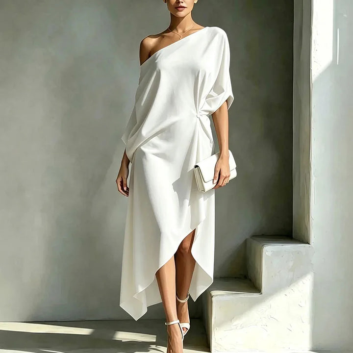Alessia Elegant Asymmetrical Midi Dress
