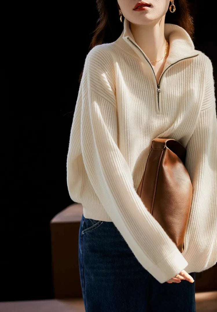 Camille Half-Zip Cashmere Sweater