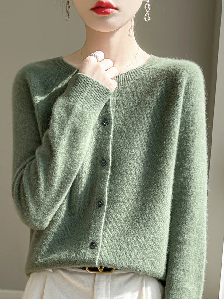 Emmeline Crewneck Wool Cardigan