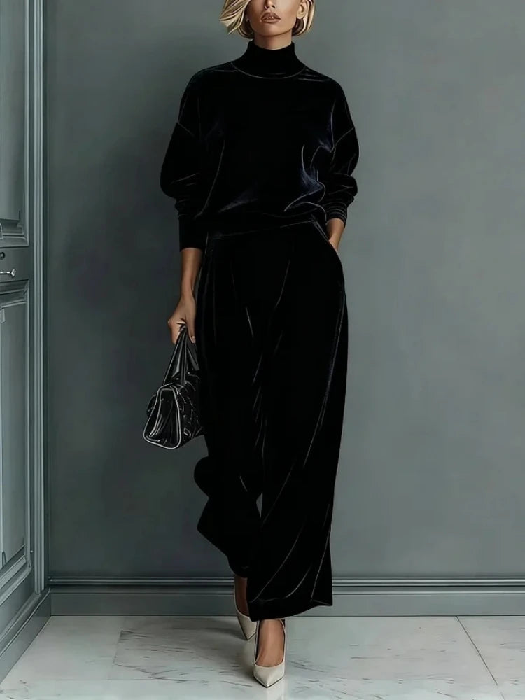 Laurel High Neck Velvet Set