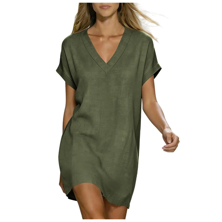 Lana V Neck Linen Shirt Dress