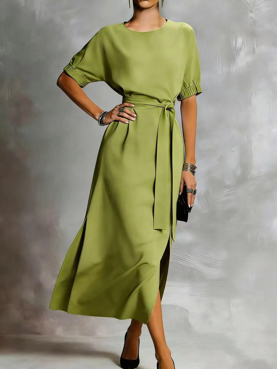 Laurel Casual Front Tie Everyday Midi Dress