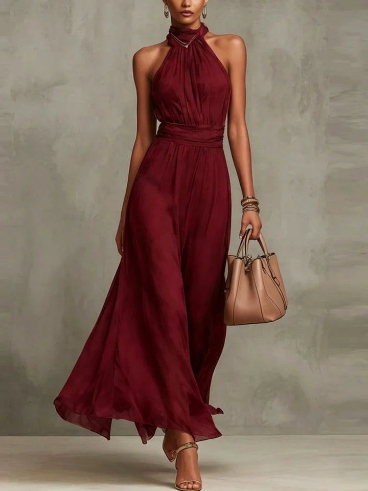 Clarissa Flowing Halter Wedding Guest Maxi Dress