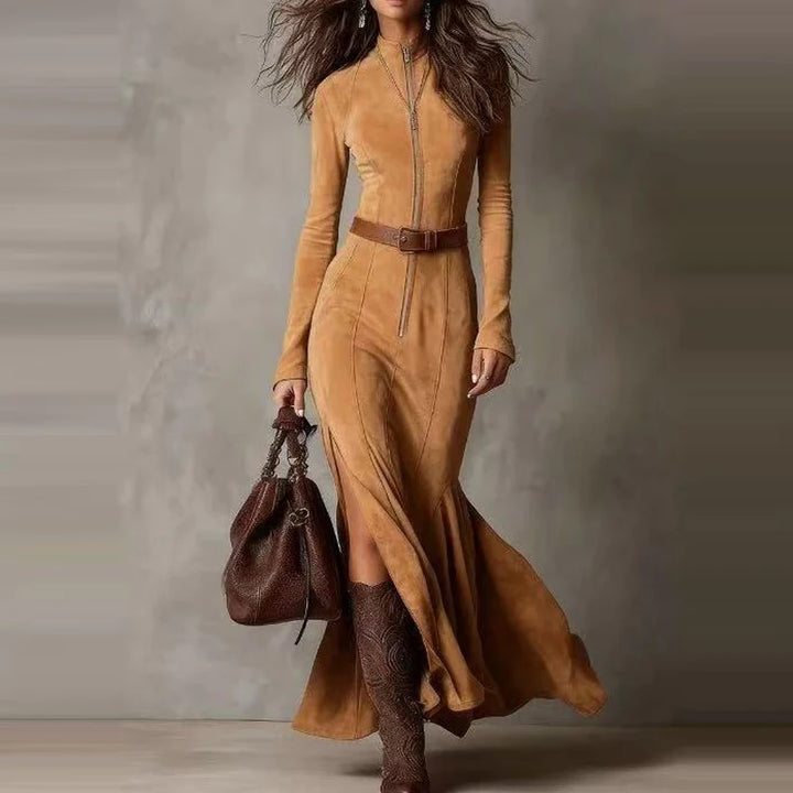 Evelina Suede Maxi Dress