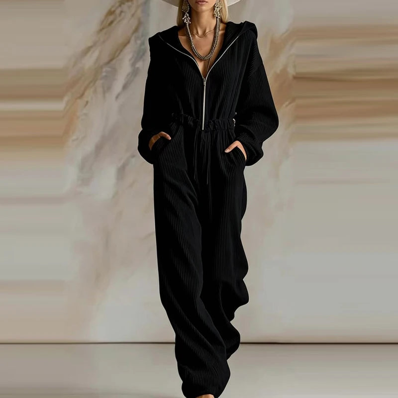 Mireva Ribbed Hooded Jumpsuit
