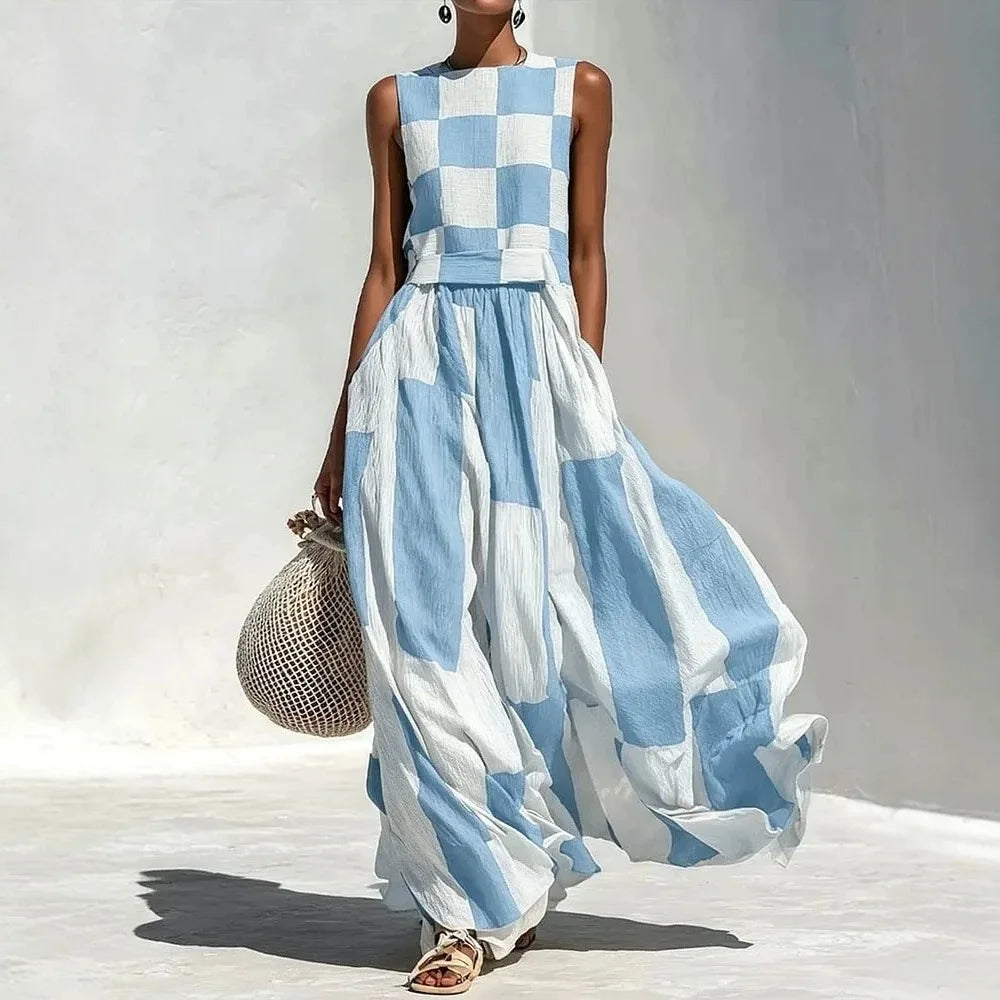 Colette Geometric Patchwork Maxi Dress