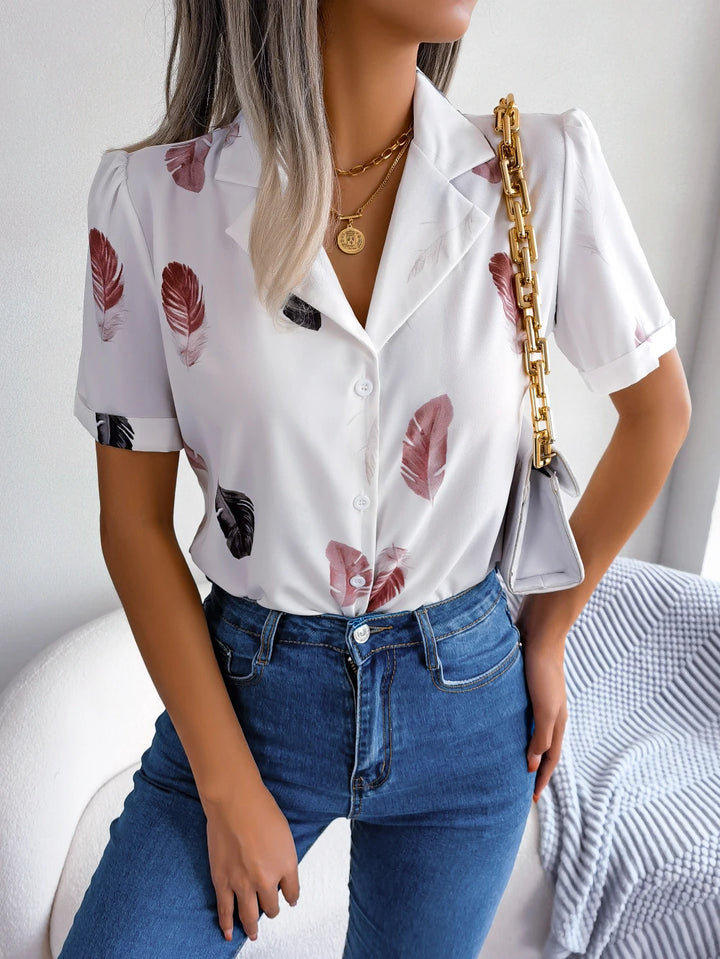 Sandra Feather Print Blouse