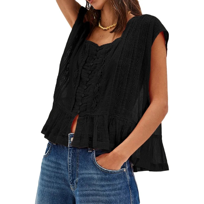 Kiana Ruffle Hem Sleeveless Blouse
