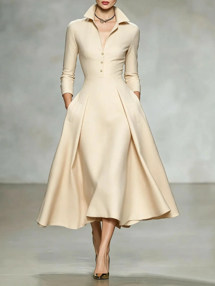 Giovanna Elegant Lapel Midi Dress