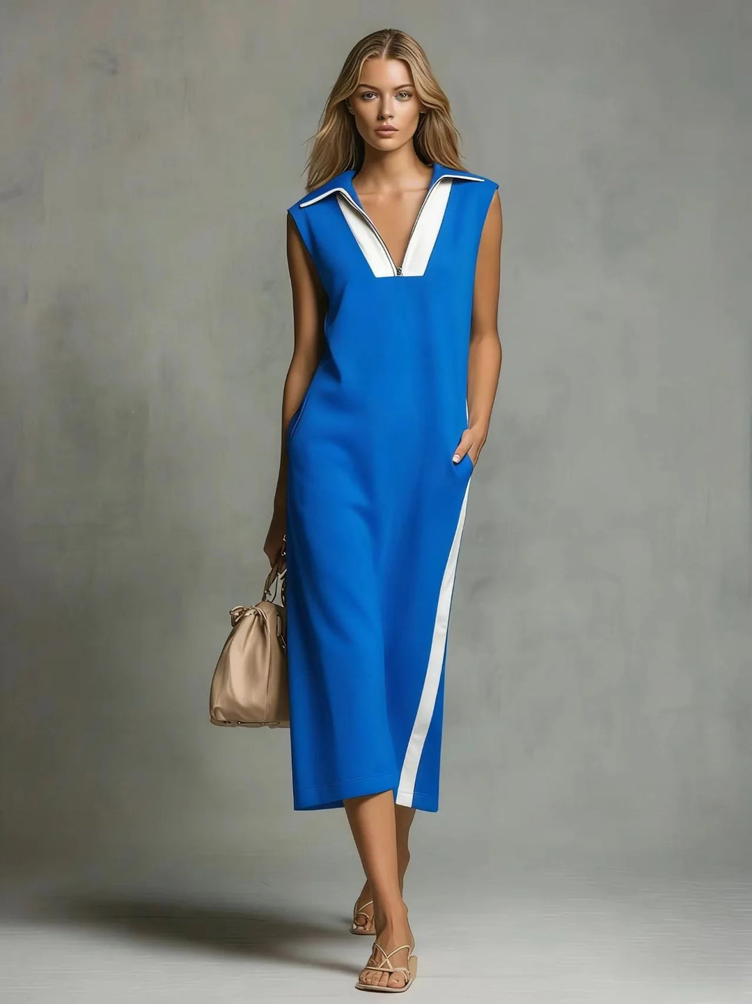 Avery Relaxed Fit Sleeveless Midi Shirt Dress