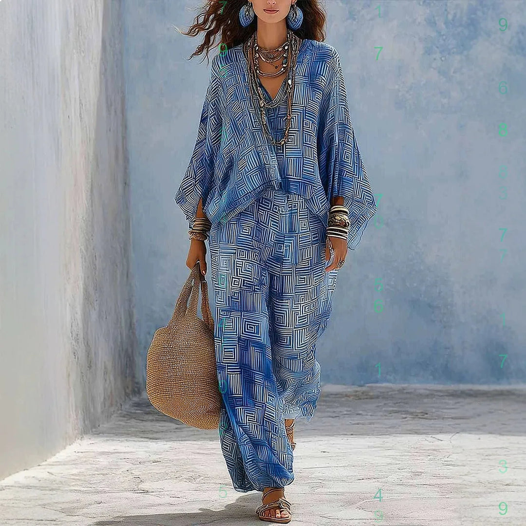 Genevieve Bohemian Print Two-Piece Outfit Set