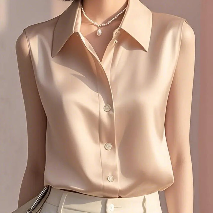 Keanne Sleeveless Satin Blouse Shirt