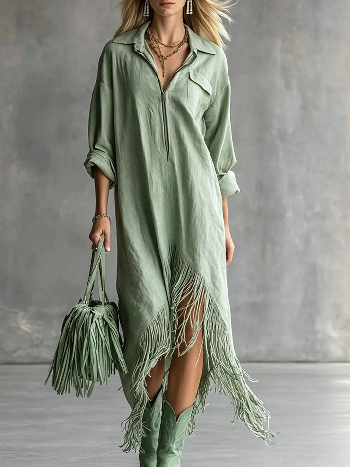 Mariam Fringe Hem Midi Dress