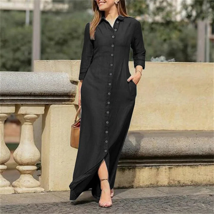 Quinn Denim Maxi Shirt Dress