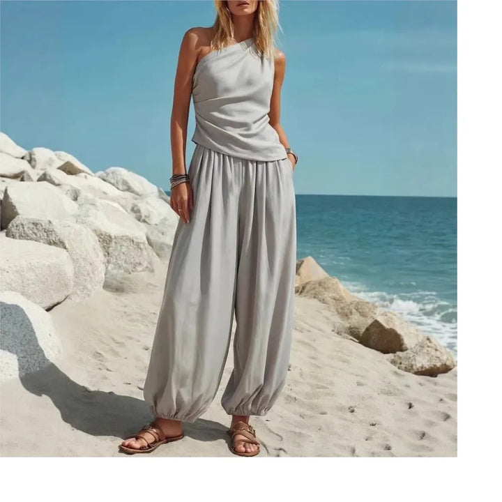 Lacey One Shoulder Trouser Set