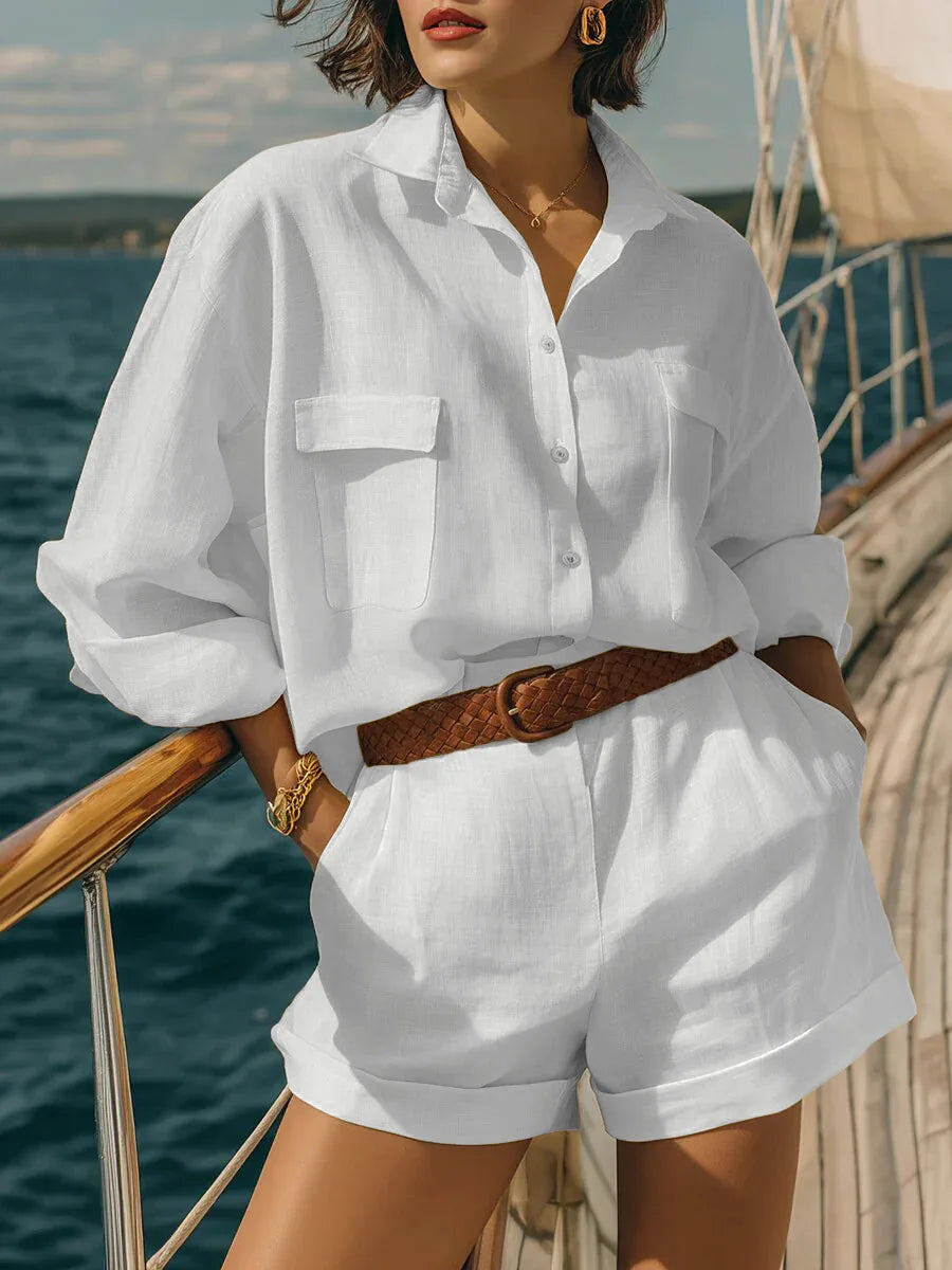 Avery Casual Long Sleeve Breasted Two-Piece Set