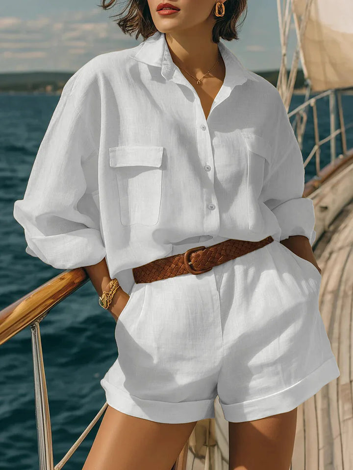 Avery Casual Long Sleeve Breasted Two-Piece Set