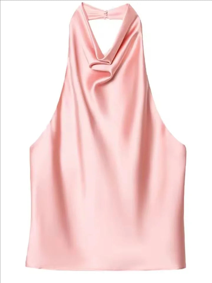 Isabelle Satin Halter Blouse