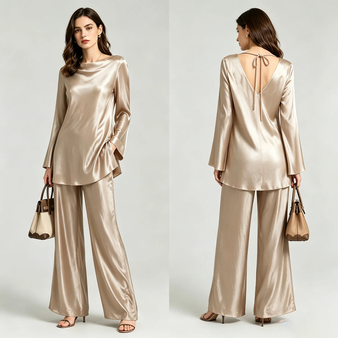 Elodie Satin Wide-Leg Set