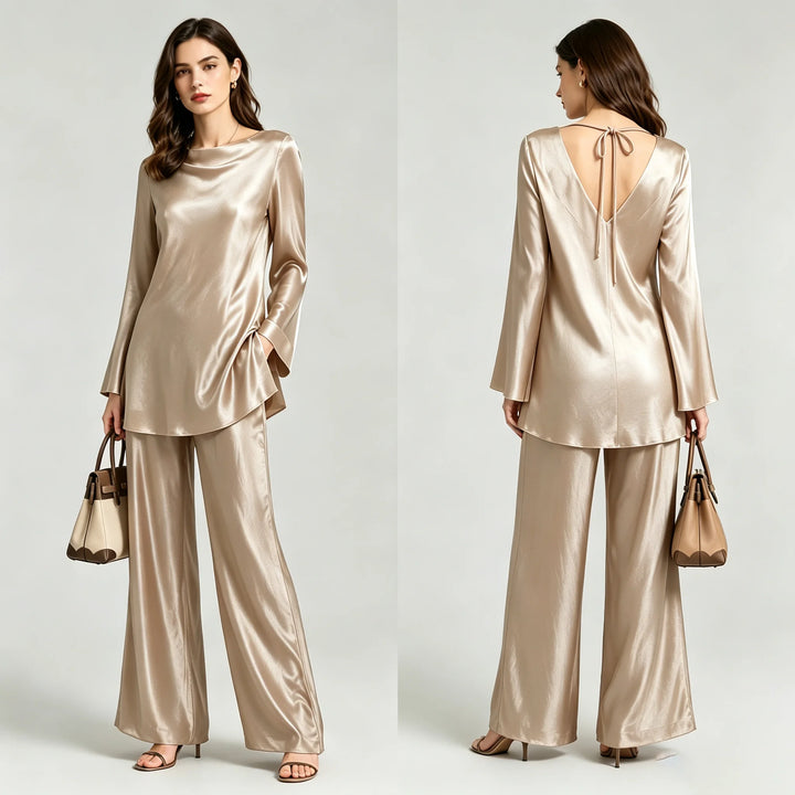 Elodie Satin Wide-Leg Set