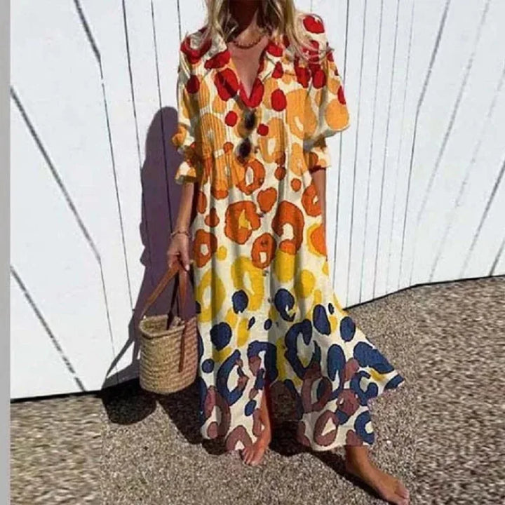 Tasha Casual Printed Long Sleeve Maxi Dress