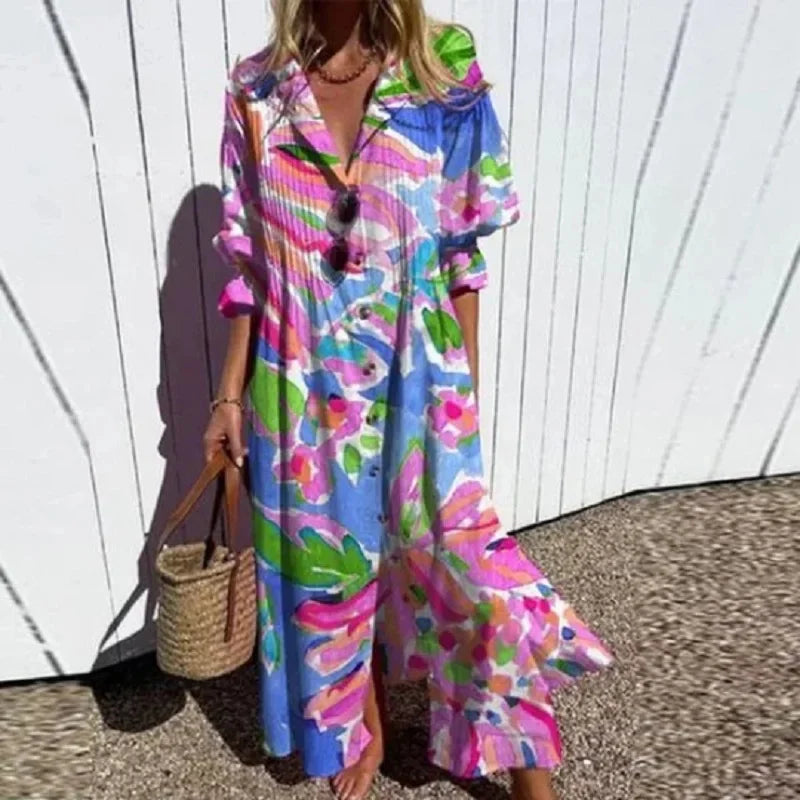 Freya Printed Maxi Shirt Dress