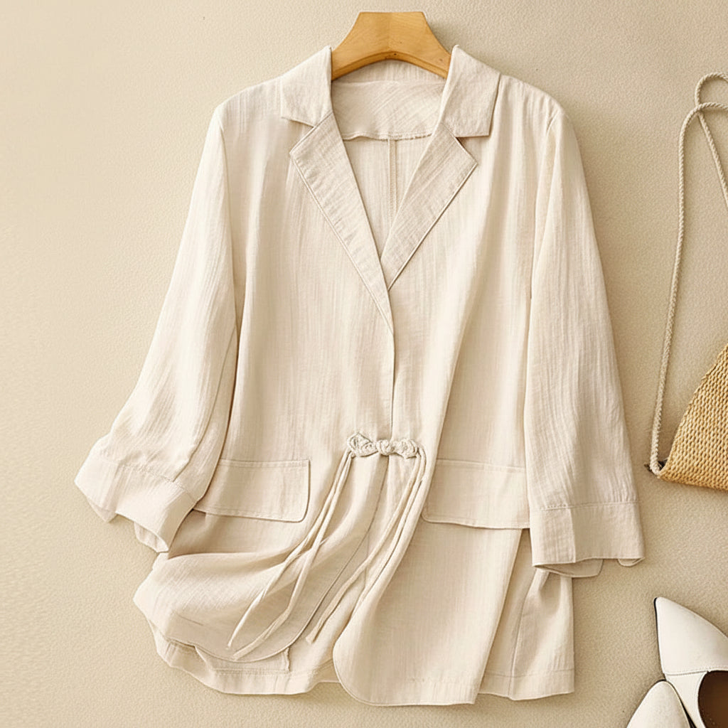 Amelie Drawstring Linen Blazer