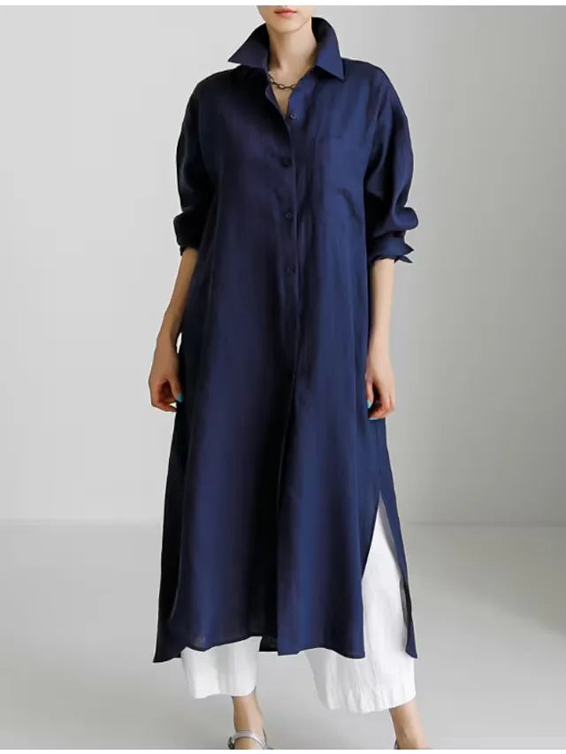 Gemma Button Front Long Sleeve Maxi Dress