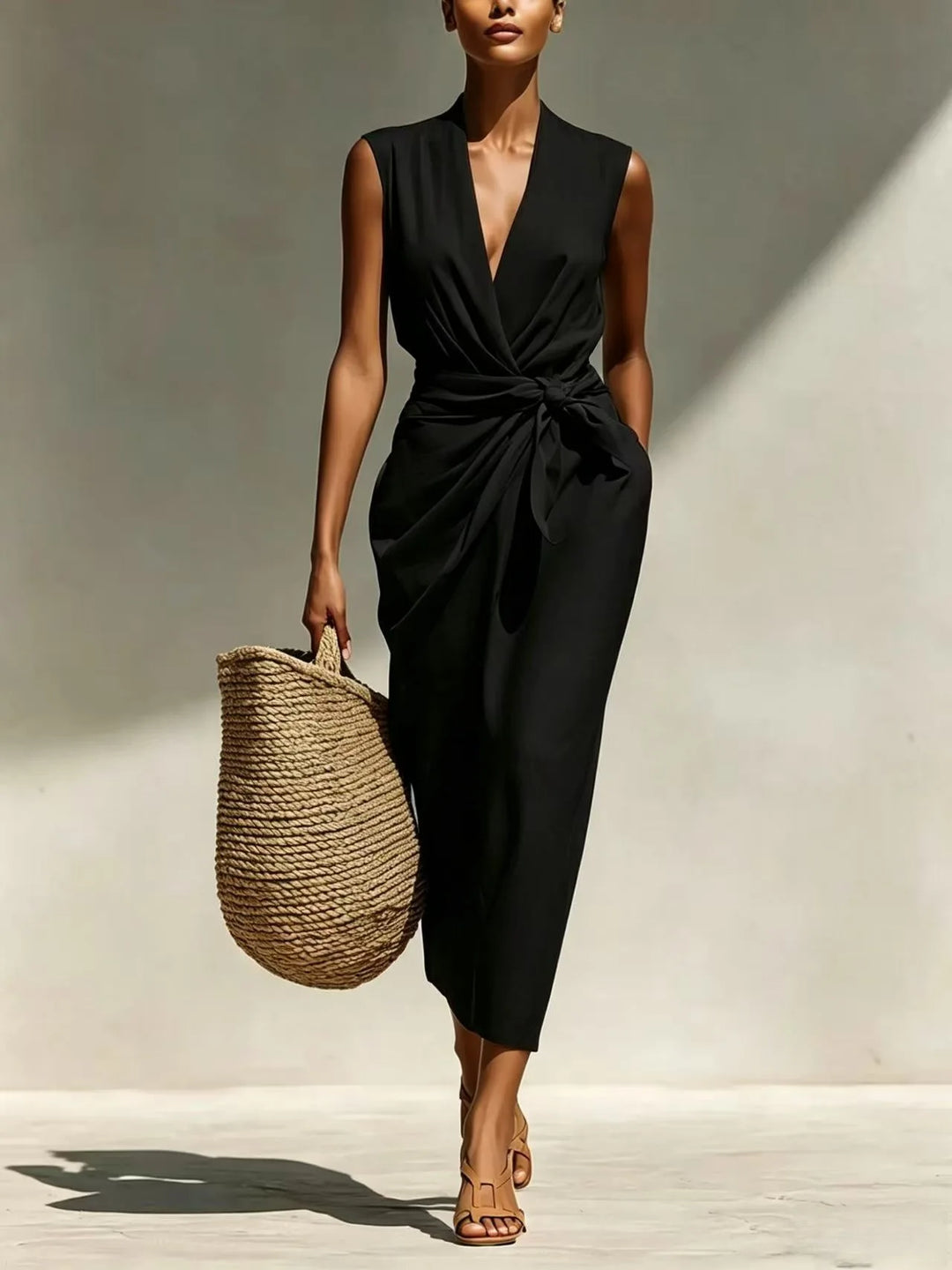 Adeline Front Twist Midi Dress