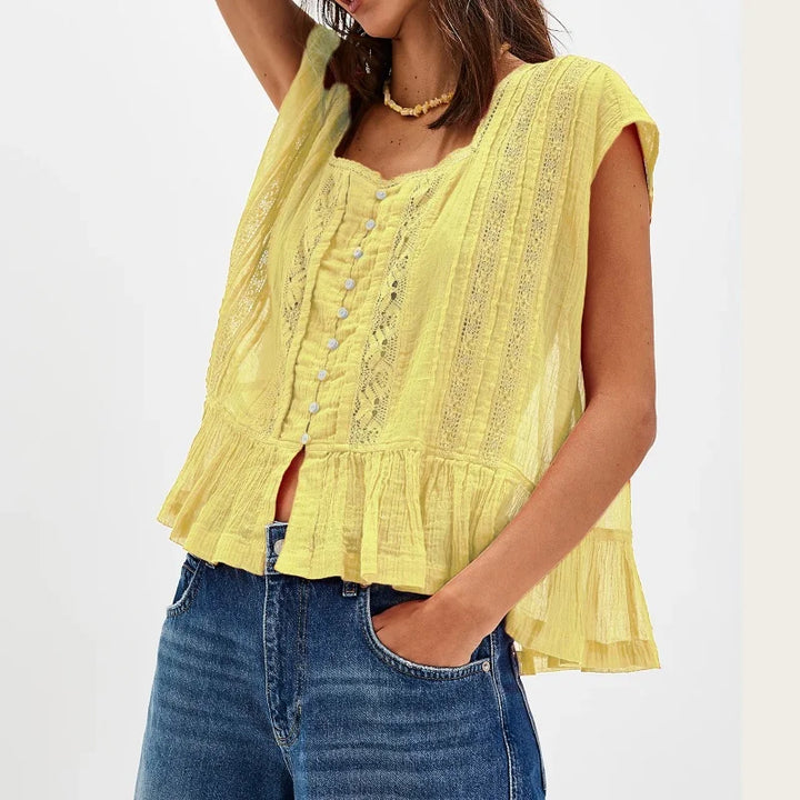 Kiana Ruffle Hem Sleeveless Blouse