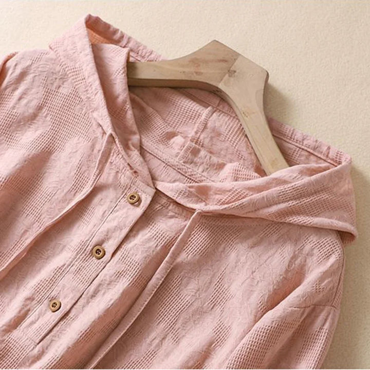 Angelina Hooded Button Blouse