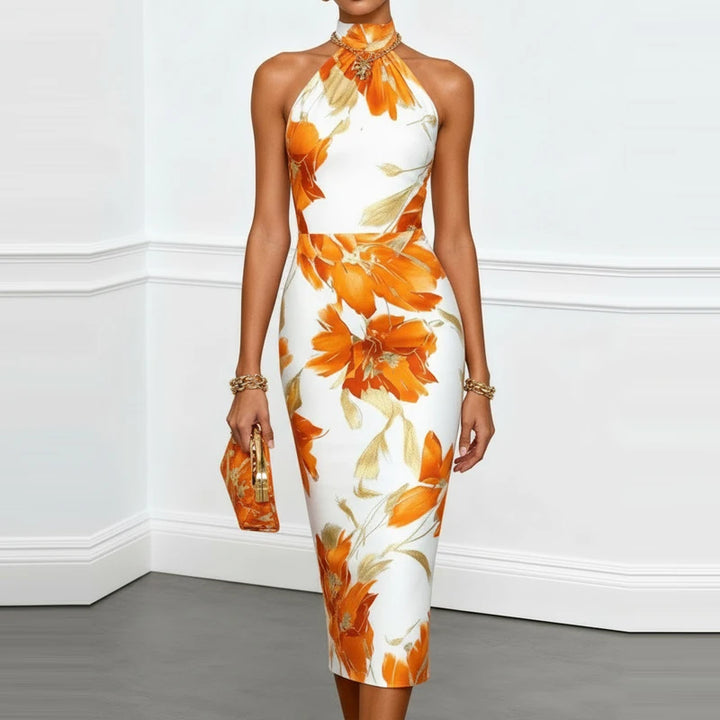 Soraya Printed Halter Wedding Guest Dress