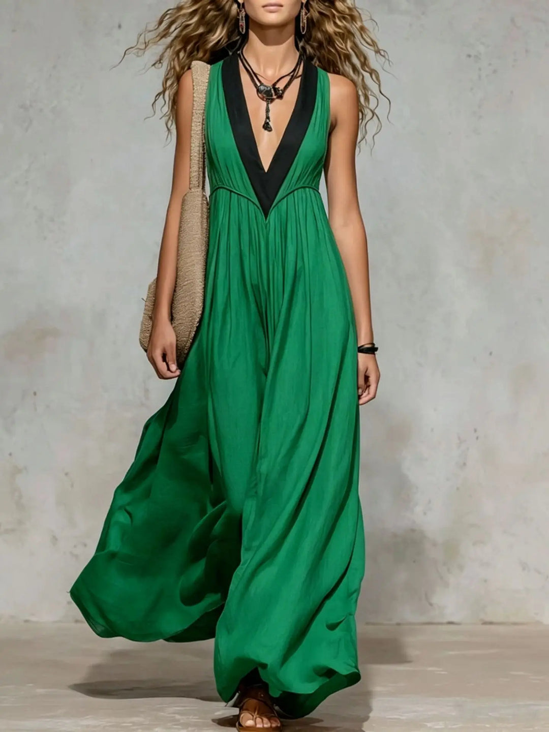 Christina V Neck Flowy Maxi Dress