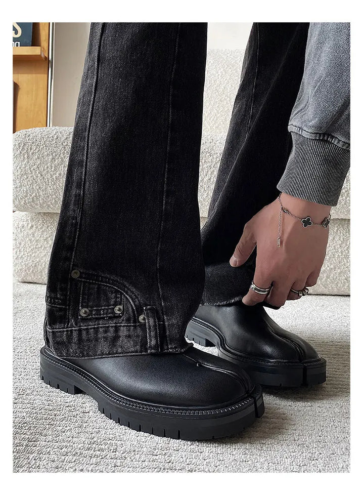 Obsidian Leather Tabi Loafers