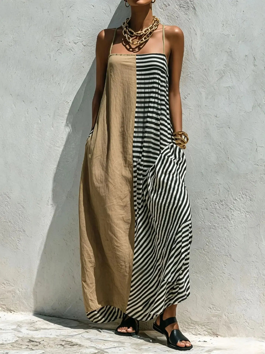 Liana Casual Striped Maxi Dress
