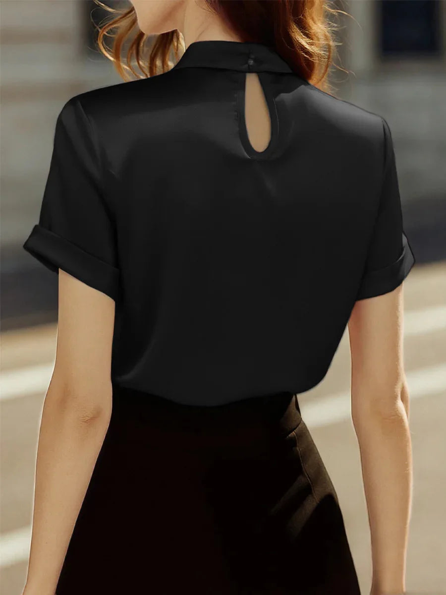 Audrey Short Sleeve Satin Blouse