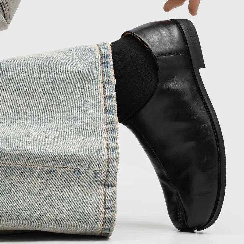 Raven Leather Tabi Loafers