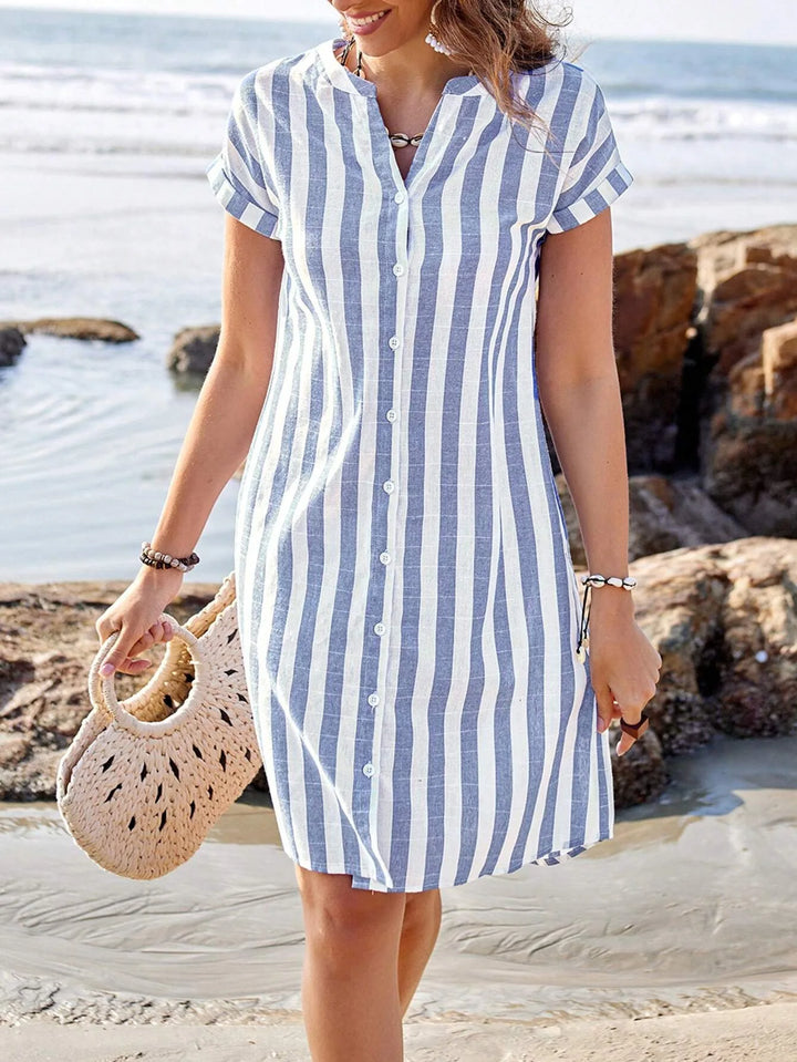 May Striped Mini Shirt Dress