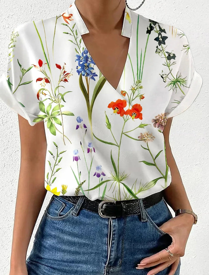 Samantha Floral Wrap Blouse