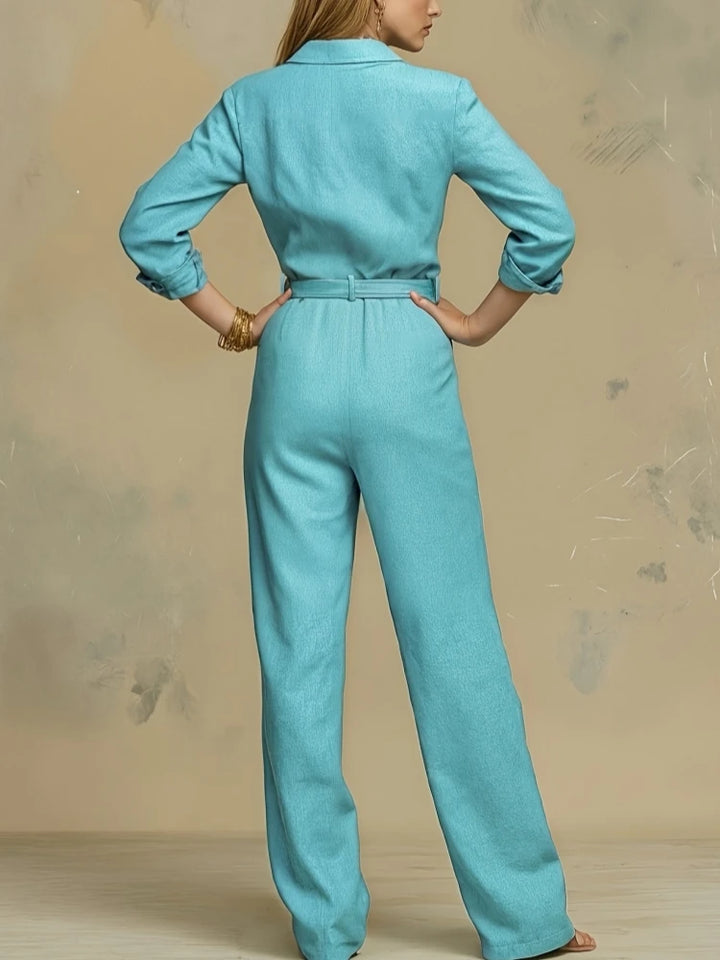 Emilia Belted Button Jumpsuit