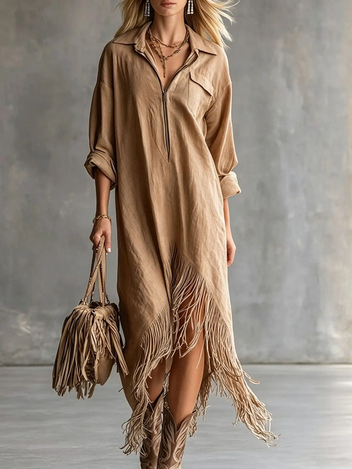 Mariam Fringe Hem Midi Dress