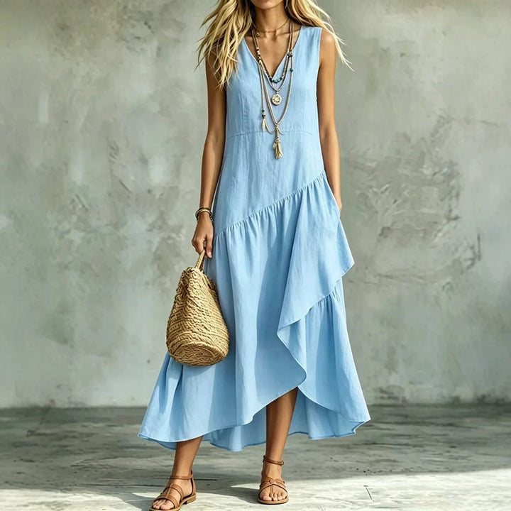 Valentina Sleeveless Ruffle Maxi Dress