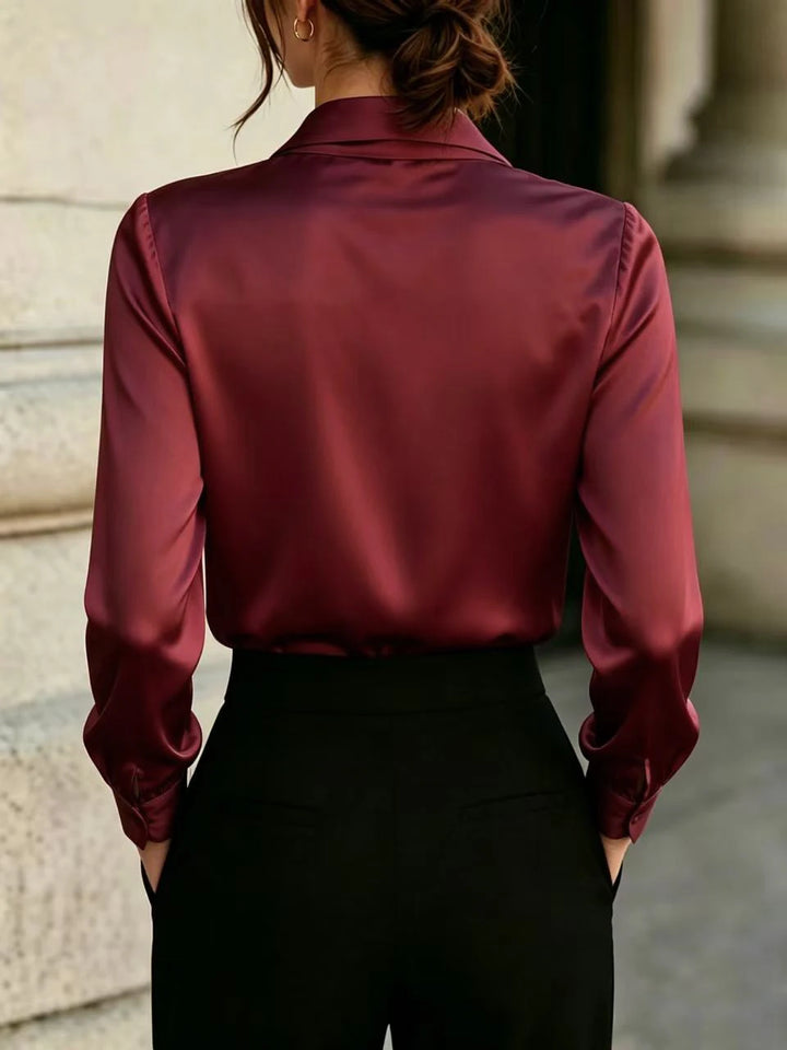 Elara Satin Tie Neck Blouse