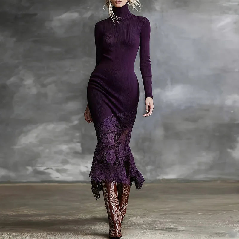 Vivienne Ribbed Turtleneck Dress