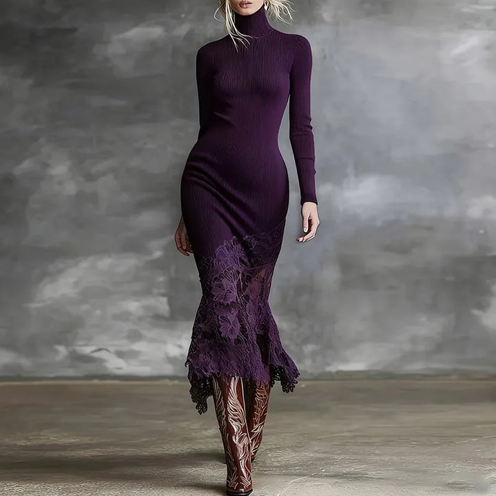 Vivienne Ribbed Turtleneck Dress